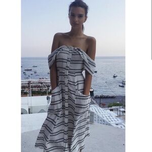 Reformation Black and White Striped Midi Dress